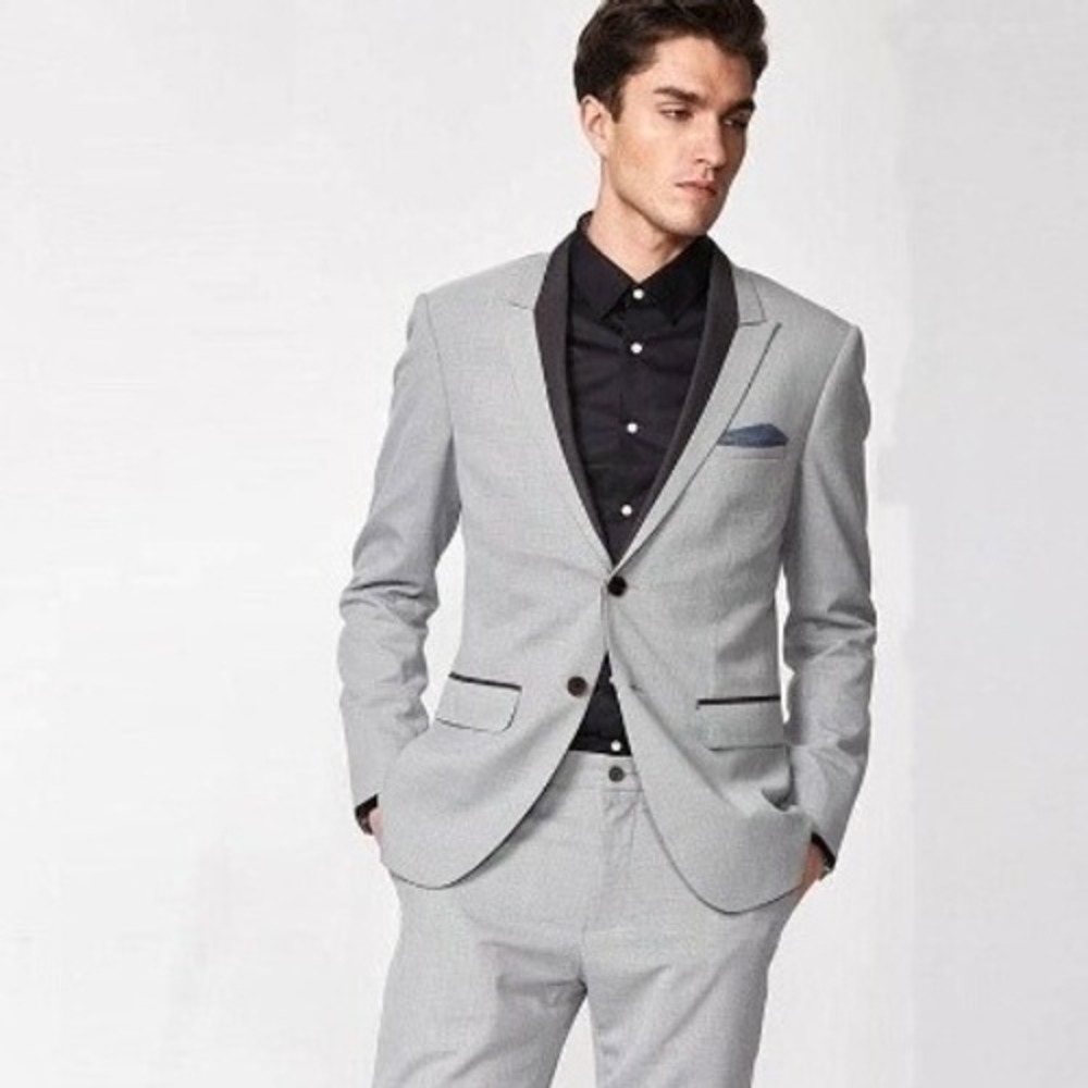 H&M Gray Blazer Slim Fit with Black Trim Size 36R